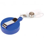 Рулетка с клипом для бейджа Economix 41450 круглая, синяя, длина шнурка 60см