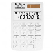 Калькулятор карманный  8р Brilliant BS-100ХWH 58х88x10 больш.диспл, белый,обложка PVC
