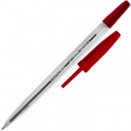 Ручка шариковая Economix 10117-03 Standart красная, прозрачный корпус, 0,7мм