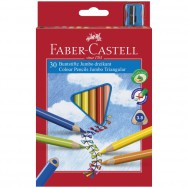 Карандаши  цветные 30 цв. Faber Castell JUMBO трехгранные + точилка 116530