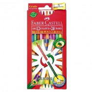Карандаши  цветные 12/24 цв. Faber Castell 2-х сторонние, трехгранные 510613