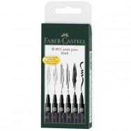 Ручка капиллярная Faber Castell PITT® ARTIST PEN 167116 цв.№199, черный, набор, 6 типов наконечников