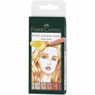 Ручка-кисточка капиллярная Faber Castell PITT® ARTIST PEN 167162 "BRUSH" набор SKIN TONES 6 цветов
