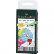 Ручка-кисточка капиллярная Faber Castell PITT® ARTIST PEN 167163 "BRUSH" набор Pastel 6 цветов