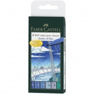 Ручка-кисточка капиллярная Faber Castell PITT® ARTIST PEN 167164 "BRUSH" набор "Shades of blue" 6 цветов