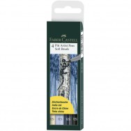 Ручка-кисточка капиллярная Faber Castell PITT® ARTIST PEN 167804 "Soft BRUSH" набор GREY 4 серых цвета