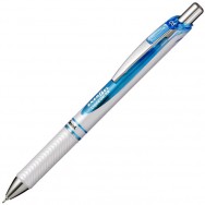 Ручка гелевая Pentel EnerGel "BLN75SW-C" автоматическая, синяя, белый корпус, 0,5мм