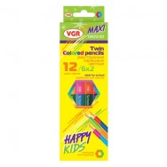 Карандаши  цветные  6/12 цветов VGR 001212DD "Happy Kids" 2-х сторонние, толстый корпус