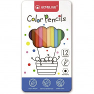 Карандаши  цветные 12 цветов ACMELIAE 9800-12 шестигранные, грифель 3мм, в металлическом футляре
