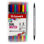 Ручка линер LUXOR DUAL WRITER 15400/20ACT набор 20 цветов, линер 0,5мм/фломастер 1,0мм