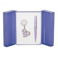 Набор подарочный Langres "Heart" ручка шариковая + брелок, фиолетовый, LS.122003-07