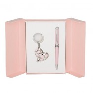 Набор подарочный Langres "Heart" ручка шариковая + брелок, розовый, LS.122003-10
