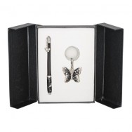 Набор подарочный Langres "Butterfly" ручка шариковая + брелок, черный, LS.122007-01