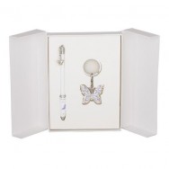 Набор подарочный Langres "Butterfly" ручка шариковая + брелок, белый, LS.122007-12