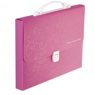 Портфель BuroMax 3719-10 A4 35мм "Barocco", 1 отд, розовый, пластик 700мкм, 320х230х35мм