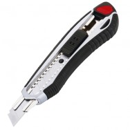 Нож канцелярский 18мм Optima 40550 пластиковый корпус, металлические направляющие, резиновые вставки