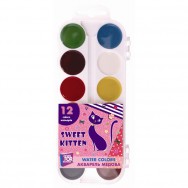 Акварель 12 цветов Cool4School CF60139 "Sweet Kitten", пластиковый пенал, б/кисточки