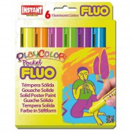 Мелки гуашевые  6 цветов PLAYCOLOR Fluo Pocket твердая гуашь-стик 6x 5гр 10421