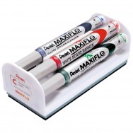 Маркер для досок Pentel MAXIFLO MWL5S-4N 4шт в наборе +магнитная губка