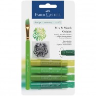 Акварельные мелки Faber-Castell Gelatos® 121804 GREEN 4 цвета + кисточка+штамп