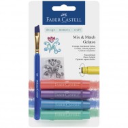 Акварельные мелки Faber-Castell Gelatos® 121806 METALLIC 4 цвета + кисточка+штамп