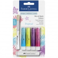 Акварельные мелки Faber-Castell Gelatos® 121807 TROPICAL 4 цвета + Stipple Brush +Dot Dabber