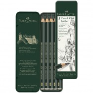Карандаш Faber Castell CASTELL® 9000 119305 JUMBO HB-8B 5 штук в наборе, металлическая коробка