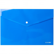 Папка на кнопке A4 Economix 31301-02 синяя, глянцевая полупрозрачная, пластик 180мкм