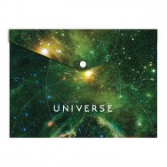 Папка на кнопке A4 Optima 35210 "Universe" ассорти, пластик 180мкм
