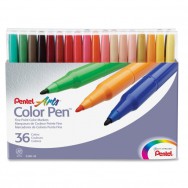 Фломастеры Pentel S360PP-36A набор 36 цветов в пластиковом чехле на кнопке, 1,2мм