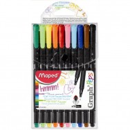 Ручка линер Maped "GRAPH PEPS" набор 10 цветов, 0,4мм, трехгранный корпус,  MP.749150