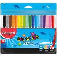 Фломастеры 18 цветов MAPED "Colour Peps  Ocean" 2.0мм, в полиэтиленовом футляре MP.845721