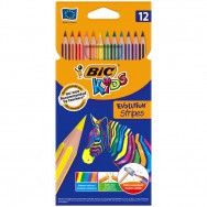 Карандаши  цветные 12 цветов BIC Kids Evolution Stripes шестигранные, 950522