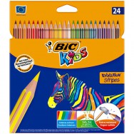 Карандаши  цветные 24 цвета BIC Kids Evolution Stripes шестигранные, 950525