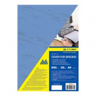 Обложка картонная A4 под кожу BuroMax 0580-02 синяя 250 г/м2, за штуку