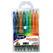 Ручка шариковая Digno VELVETTA набор 8шт (ассорти), масляная, автоматическая, 0,7мм