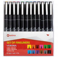Ручка линер Optima VERONA набор 12 цветов, 0,4мм, O16416