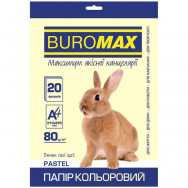 Бумага офисная цветная BuroMax PASTEL A4/ 80г/м2 кремовая, 20л, BM.2721220-49