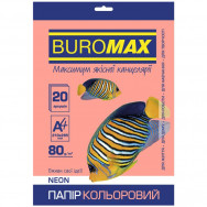 Бумага офисная цветная BuroMax NEON A4/ 80г/м2 розовая, 20л, BM.BM.2721520-10