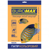 Бумага офисная цветная BuroMax NEON A4/ 80г/м2 оранжевая, 20л, BM.BM.2721520-11
