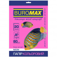 Бумага офисная цветная BuroMax NEON A4/ 80г/м2 малиновая, 20л, BM.BM.2721520-29