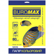 Бумага офисная цветная BuroMax NEON A4/ 80г/м2 желтая, 20л, BM.BM.2721520-08