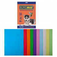 Бумага офисная цветная BuroMax PASTEL+INTENSIV, A4/ 80г/м2 набор 10 цветов, 20л, BM.2721620-99