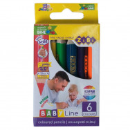 Карандаши  цветные  6 цветов ZiBi BABY Line mini JUMBO, трехгранные, с точилкой, ,ZB.2450
