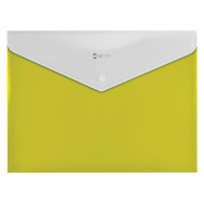 Папка на кнопке A4 Optima 31315-05 "ПОЛОСА" желтая, пластик 180мкм, с расширением дна на 20мм