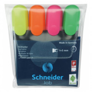 Маркер текстовыделитель Schneider JOB 4 шт. в наборе, 1-5мм  S1500