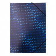 Папка на резинках A4 BuroMax 3958-02 FLASH, ARABESKI, синяя, пластик 500мкм