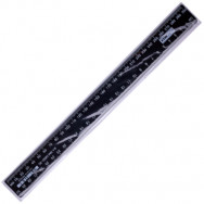 Линейка пластиковая 30 см BuroMax 5830-30 черная, 2 шкалы, в индивидуальной упаковке