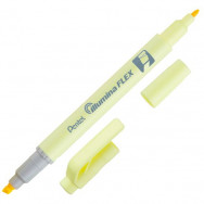 Маркер текстовыделитель Pentel Illumina FLEX Pastel пастельный желтый, двусторонний, 1-3,5мм, SLW11P-GE