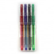 Ручка шариковая TIANJIAO TY-501P набор 4 цвета, резиновый грип, 1,0мм